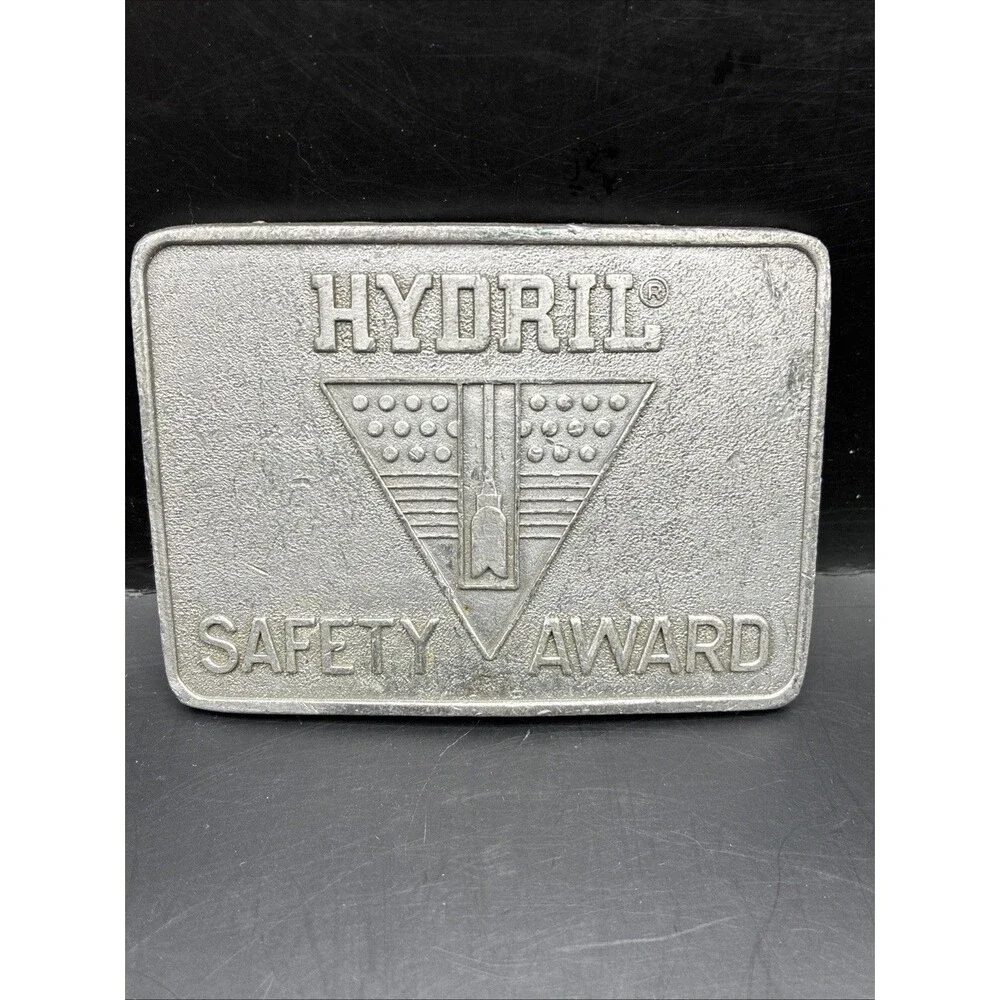 Hydril Safety Award Belt Buckle Vintage Distressed Advertising Western Wear Vtg.